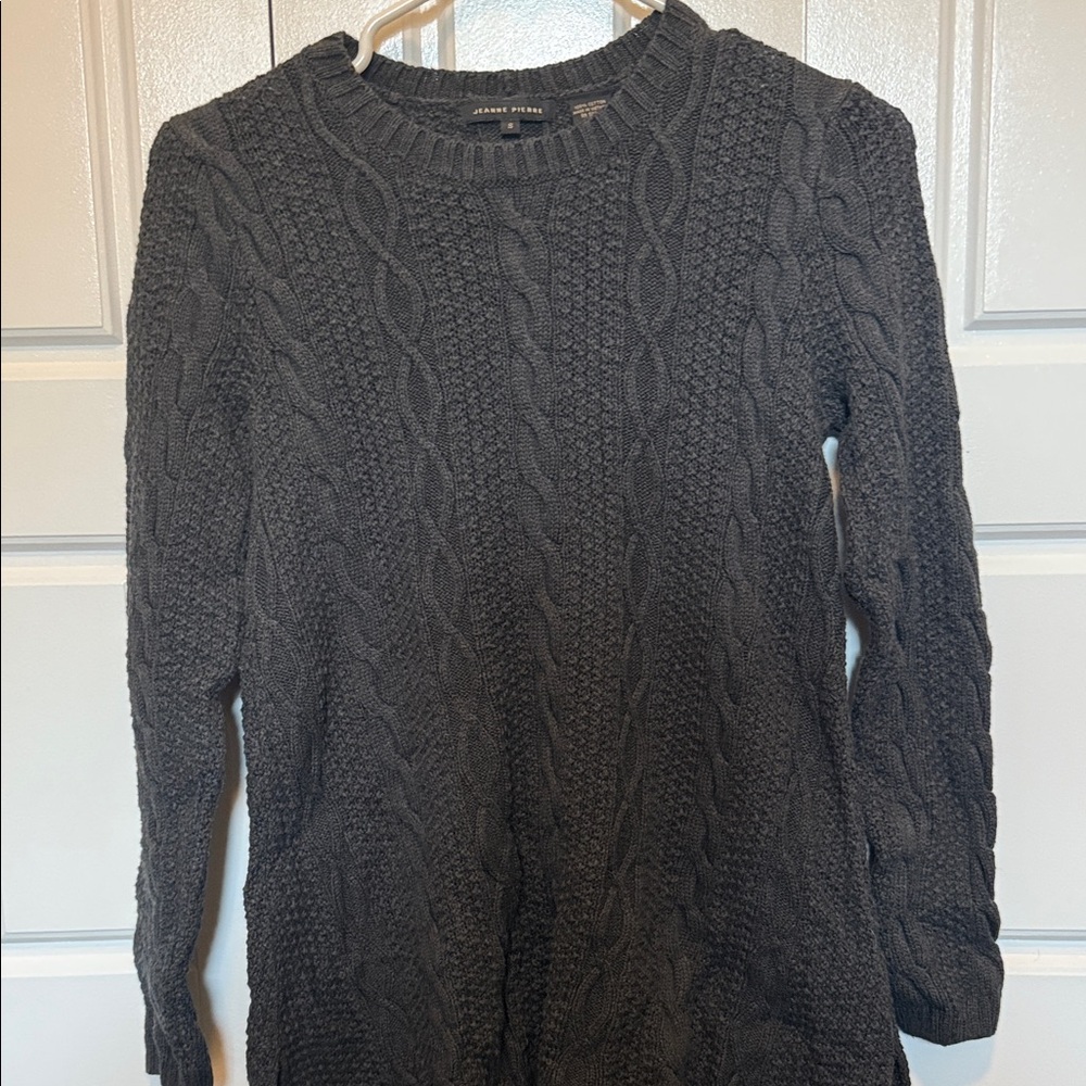 JEANNE PIERRE Charcoal Cable Knit Sweater